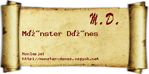 Münster Dénes névjegykártya